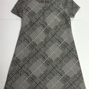 286. Calvin Klein Black and White Tweed Shift Dress